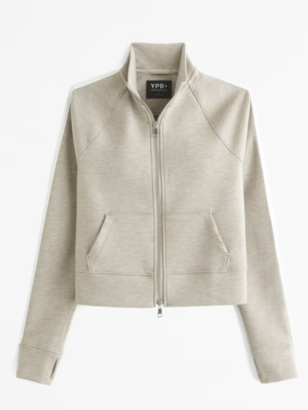 YPB neoKNIT Zip-Front Jacket in Light Beige